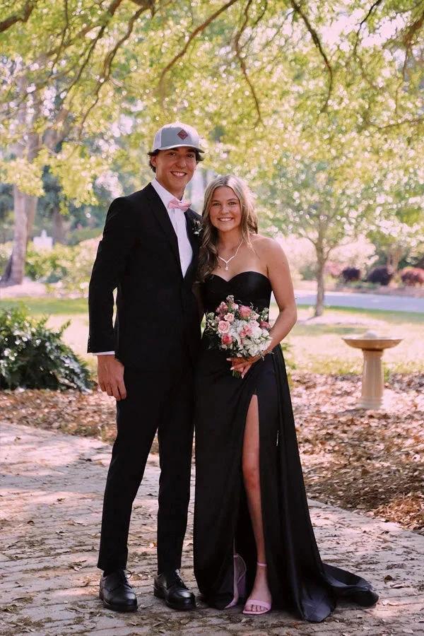 Sweetheart Black Corset Long Prom Dress With Split PSK593 by Pgmdress