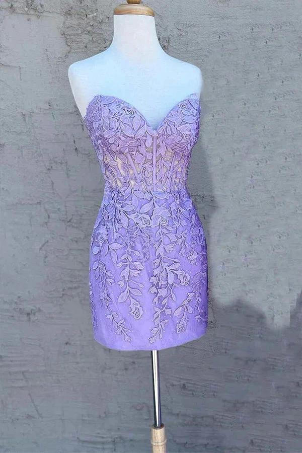 Sweetheart Pink Appliqued Bodycon Homecoming Dress PD517 by pgmdress
