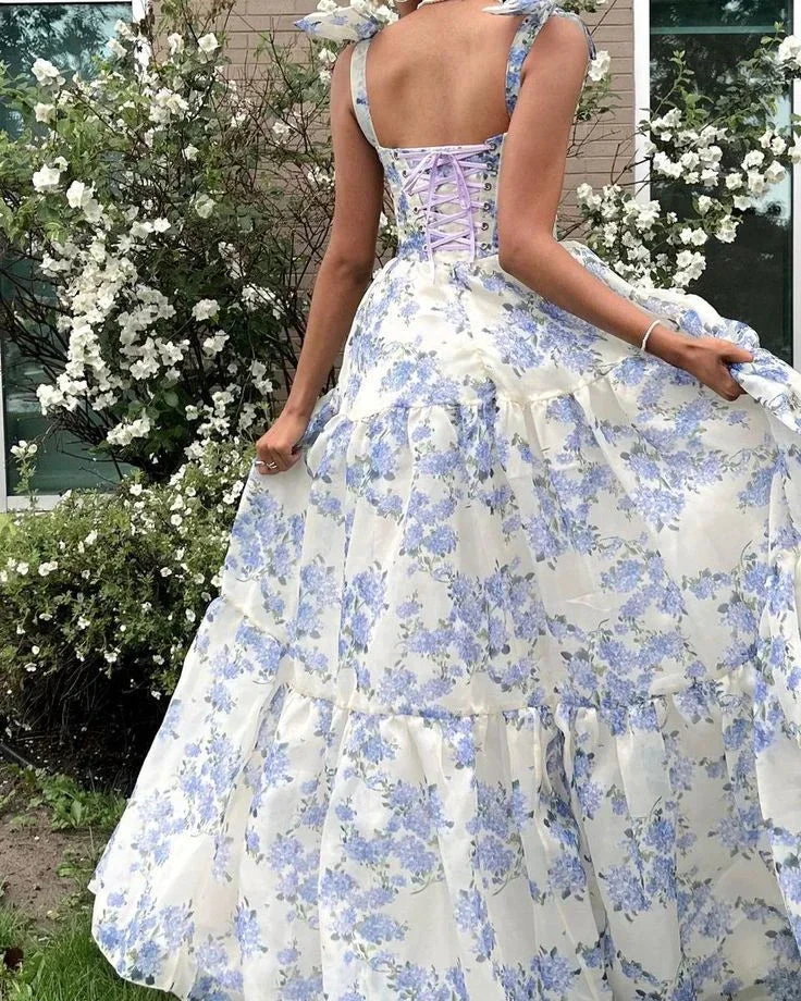 Special Floral Pattern Chiffon A-Line Prom Evening Dresses Y6721 by simplepromdress