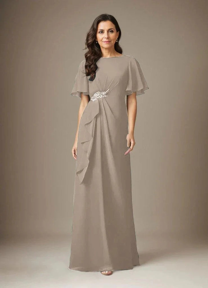 Dark Navy Sheath Beaded Chiffon Dress by Dreamylily