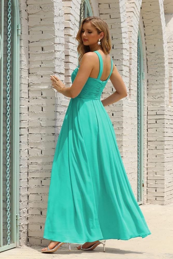 Numbersea Women Halter Chiffon Bridesmaid Dress A-line Long Formal Prom Gown SEA28015 by numbersea