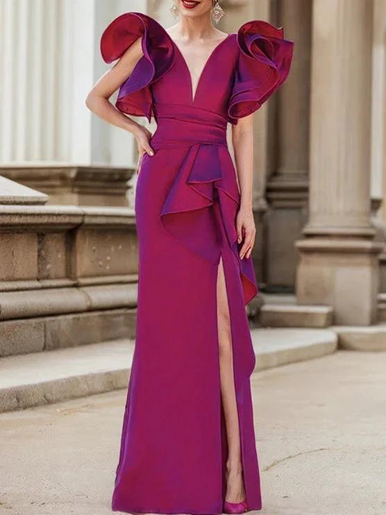 Trumpet/Mermaid V-Neck Floor-Length Mother of the Bride Dresses by Dreamylily
