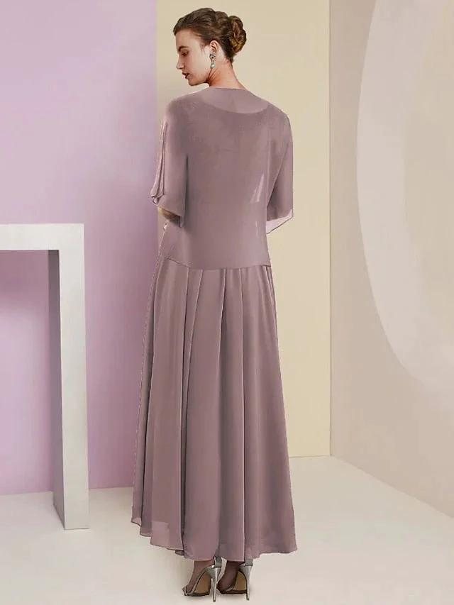 A-Line/Princess V-Neck Tea-Length Mother of the Bride Dresses by Dreamylily