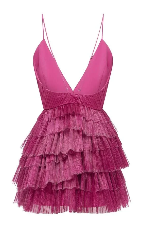 Ruffled Spaghetti-Neck Party Sexy Mini Dress A-line Homecoming Dress Short Y635 by simplepromdress