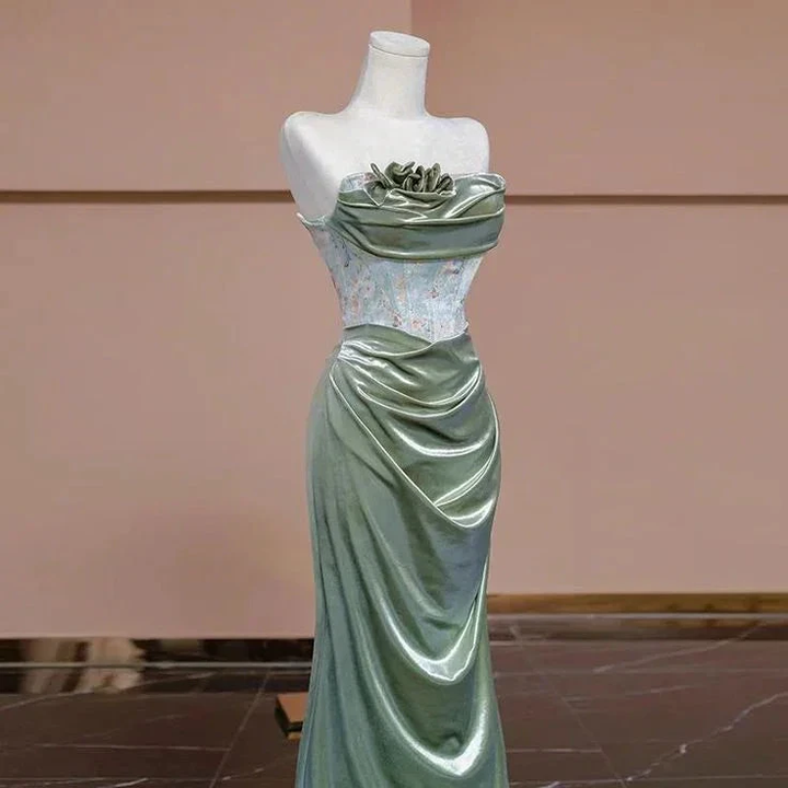 Glamorous Strapless Mermaid Pleated Evening Gown Formal Prom Dress Y7989 by simplepromdress