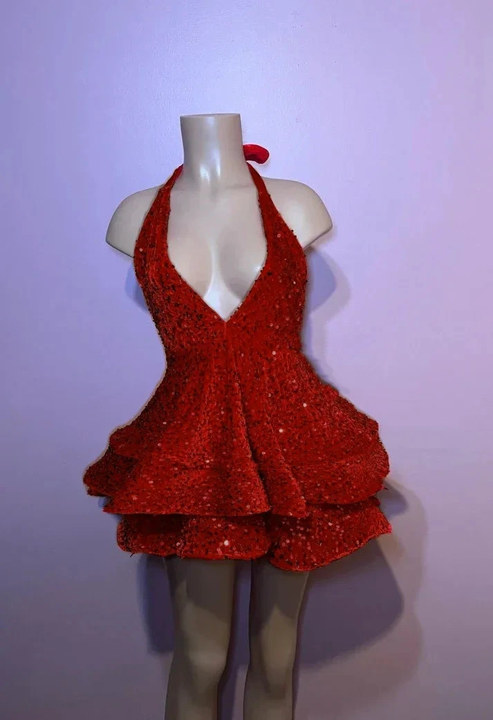 Red Sequin A-line Homecoming Dresses Sparkly Sequin Cocktail Dresses Y4239 by simplepromdress