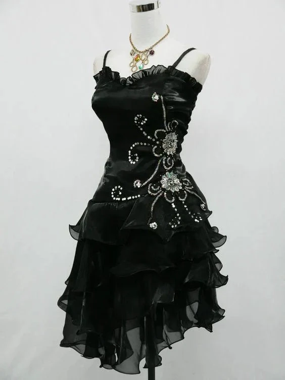 Sexy Black Chiffon Beaded Cocktail Dress Homecoming Dress Y7729 by simplepromdress