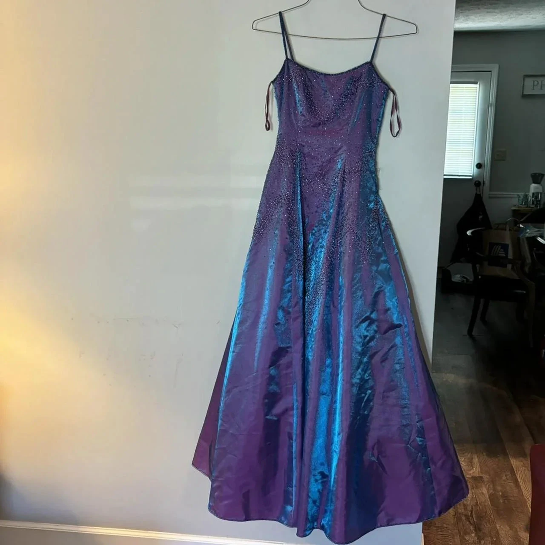 Gorgeous Purple Beaded A Line Evening Gown Spaghetti Straps Party Prom Dress Y7955 by simplepromdress