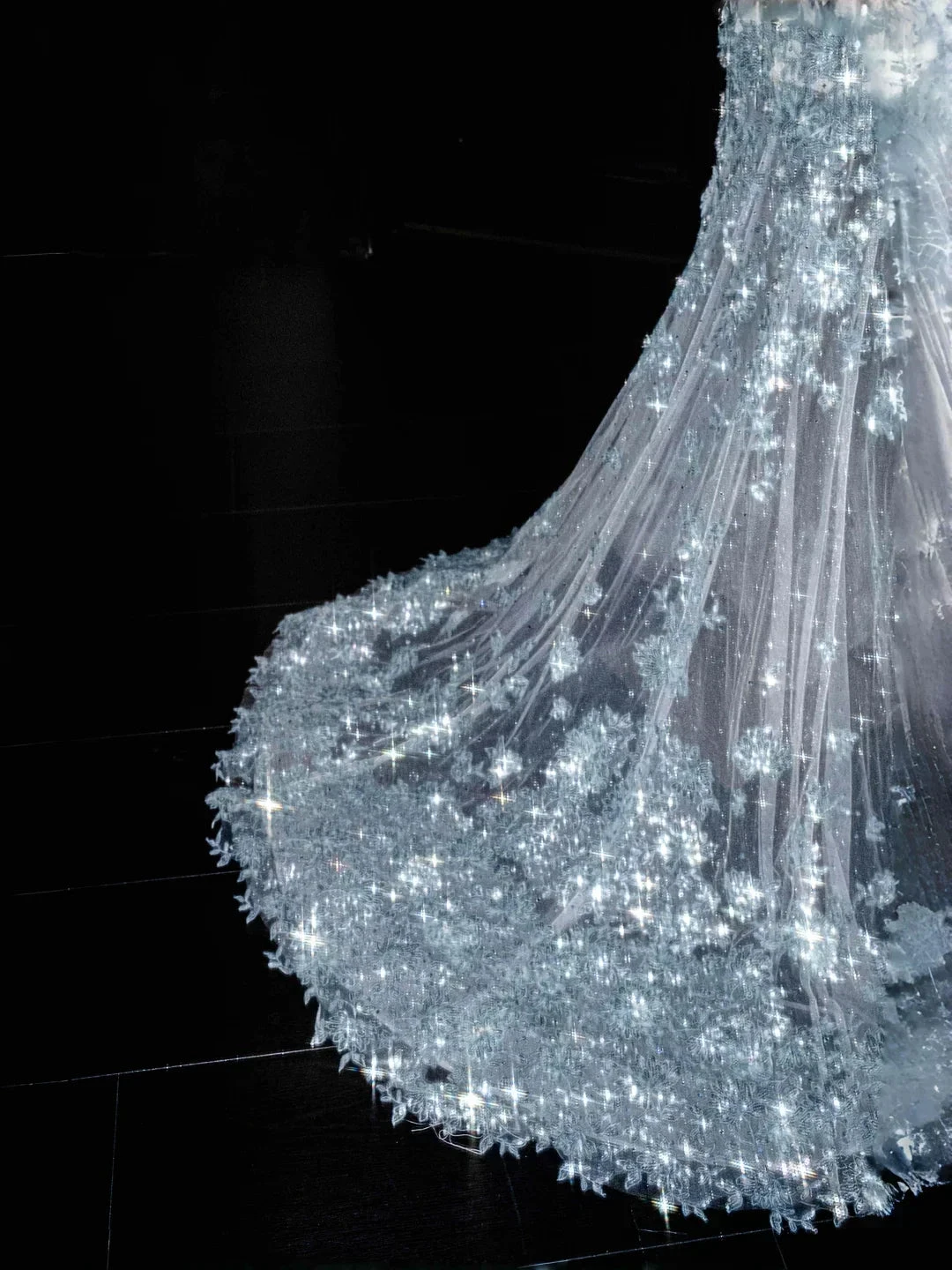Dream Blue Tulle Sequins Appliques Mermaid Evening Dress Long Prom Dress Y8673 by simplepromdress