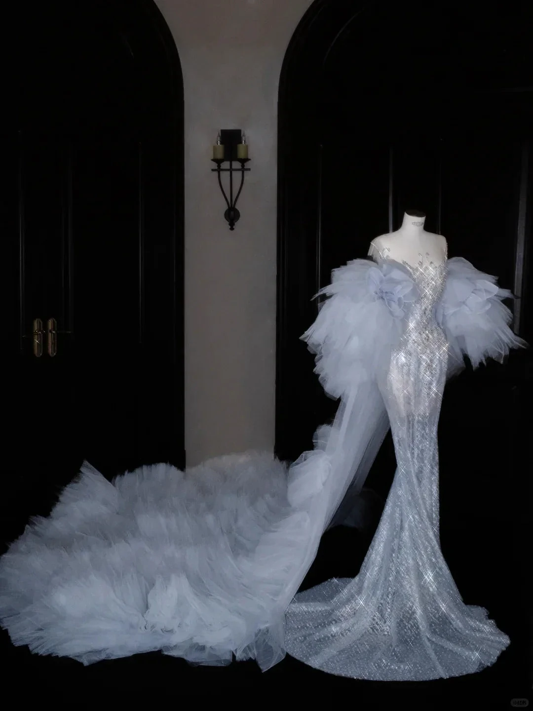 Beautiful Mermaid Sequin Beaded Evening Dress Blue Tulle Prom Dress Y8690 by simplepromdress
