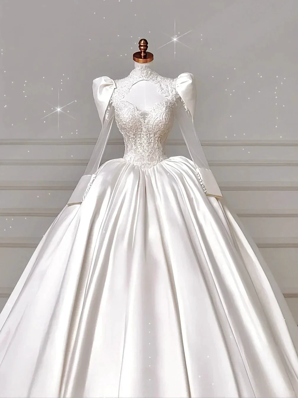 Gorgeous White Satin Lace Appliques A Line Wedding Dress,Formal Prom Dress Y8607 by simplepromdress