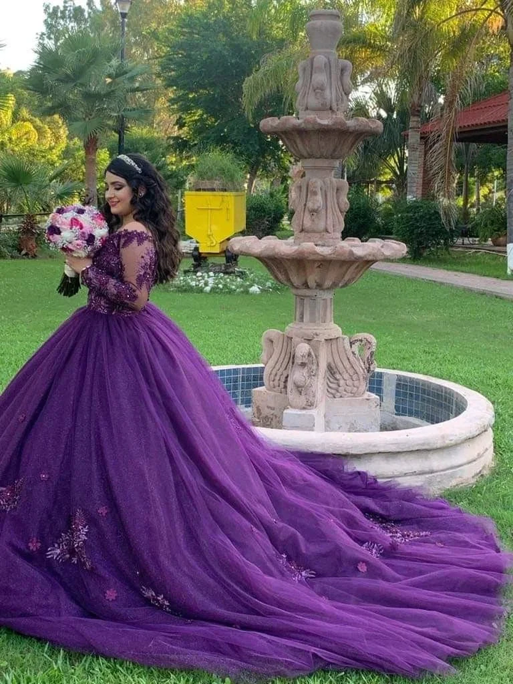 Long Sleeve Quinceanera Dresses with Flowers Applique Special Occasion Dress Ball Gown Sweet 16 Dress Y4309 by simplepromdress