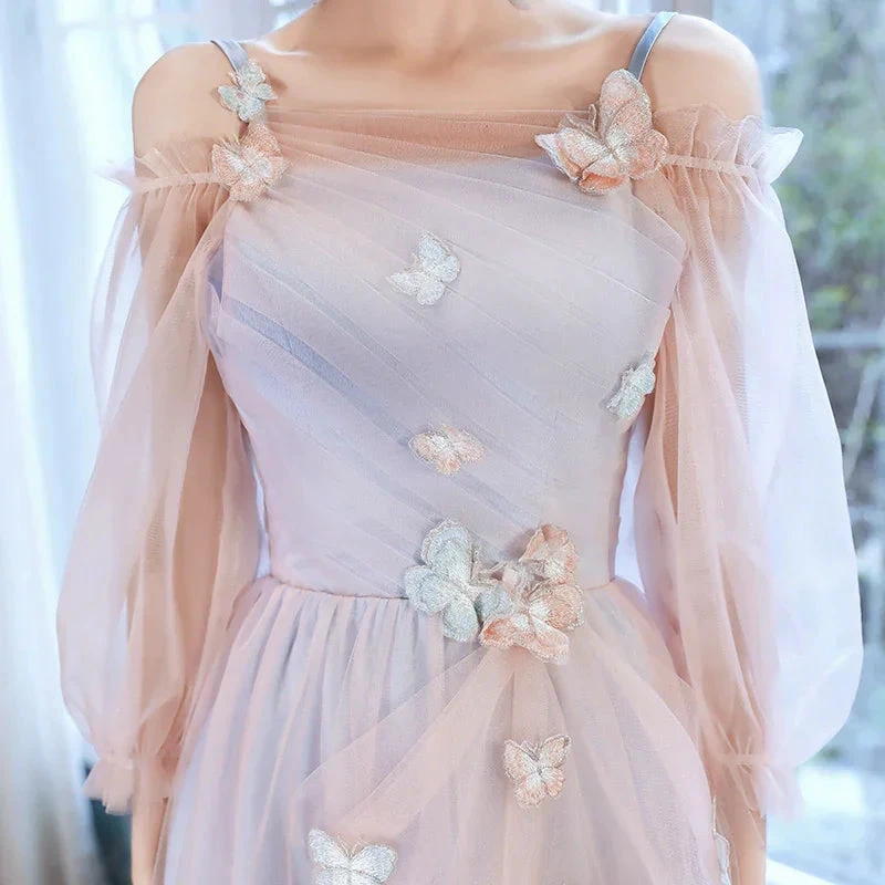 Adorable Pink And Blue Short Party Dress With Butterfly Cute Short Homecoming Dress Y2742 by simplepromdress