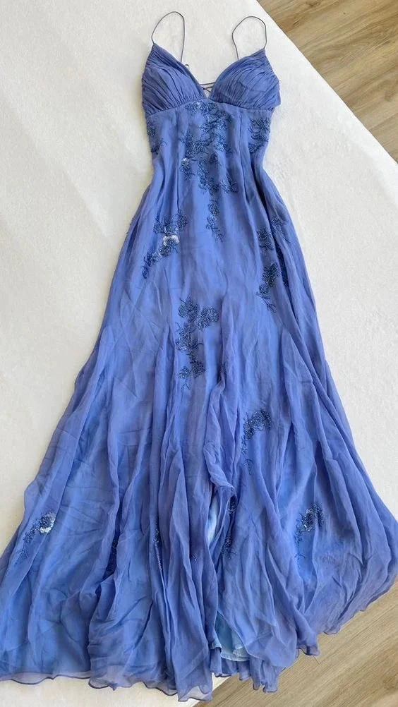 Blue long prom dresses, evening dresses,formal dress Y2739 by simplepromdress