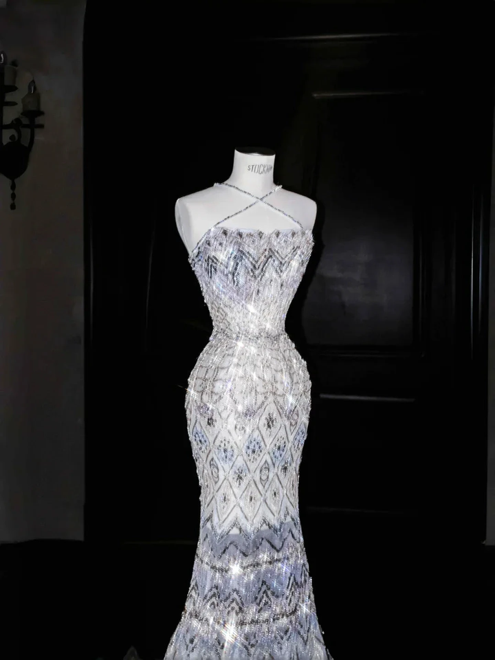 Gorgeous Mermaid Sequins Beaded Wedding Dress,Formal Prom Evening Dress Y8675 by simplepromdress
