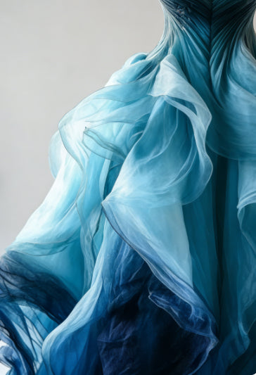 Abito da sera di lusso in organza sfumata blu, linea a trapezio, scollatura a spalle scoperte, abito da ballo Y8368