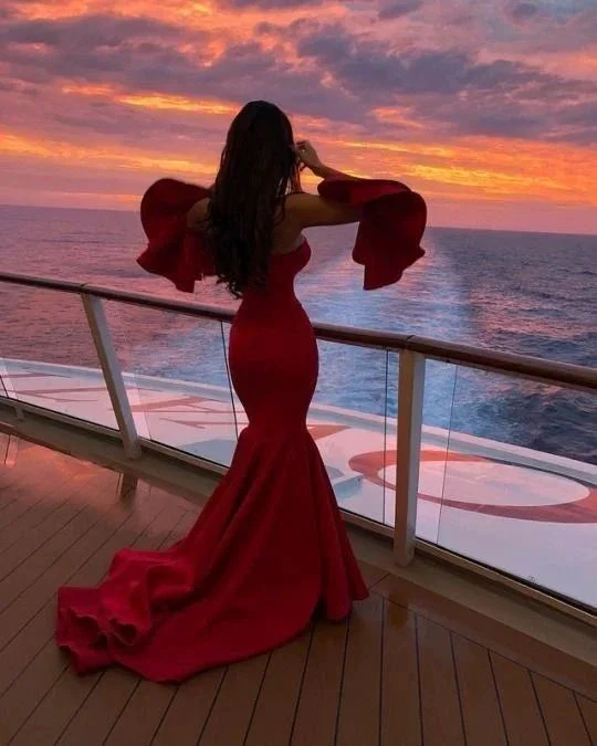 Chic Burgundy Mermaid Strapless Satin Prom Dresses Long Party Evening Dress Y7993 by simplepromdress