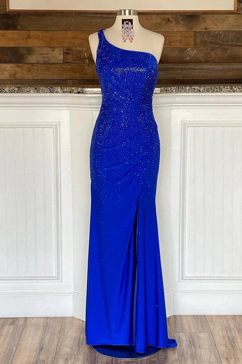 Celine |Mermaid One Shoulder Beaded Jersey Prom Dress with Slit by KissProm