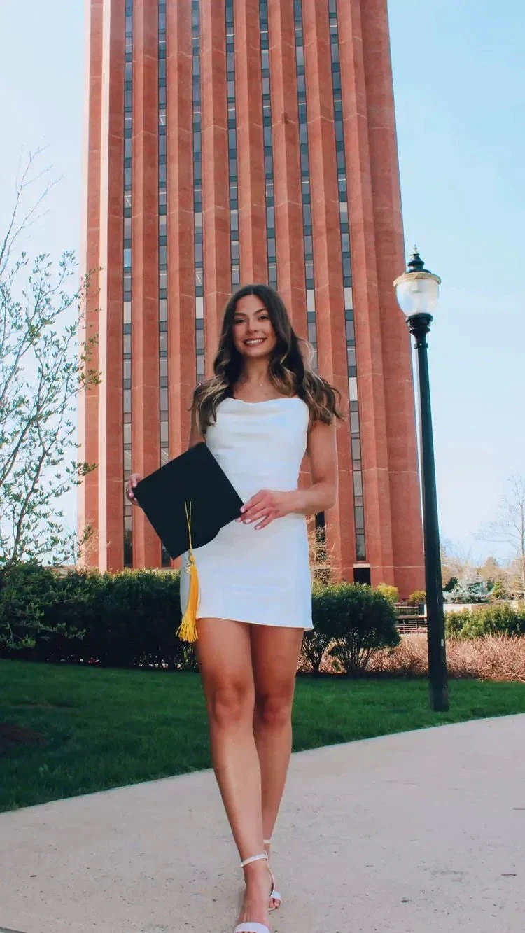 Cute White Graduation Dress White Homecoming Dress Y2162 by simplepromdress