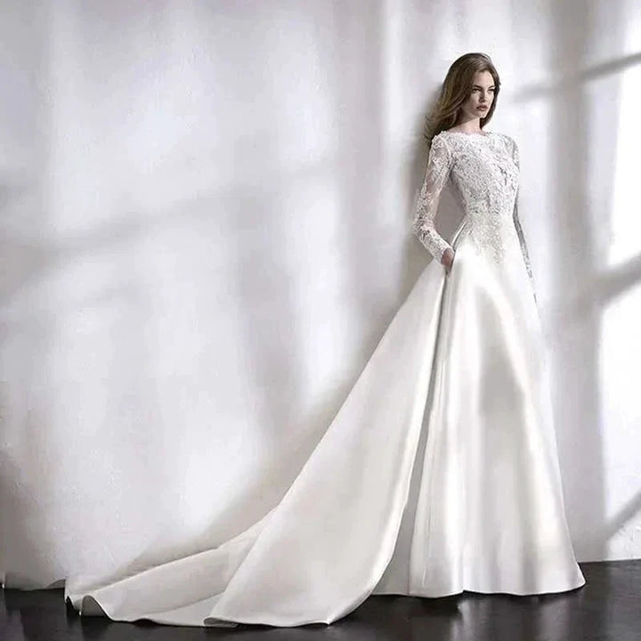 Wedding Dresses 2021 Bride Dress Elegant Full Case Court Train Vestido De Noiva A-line Princess Luxury Light Wedding dress by payinti