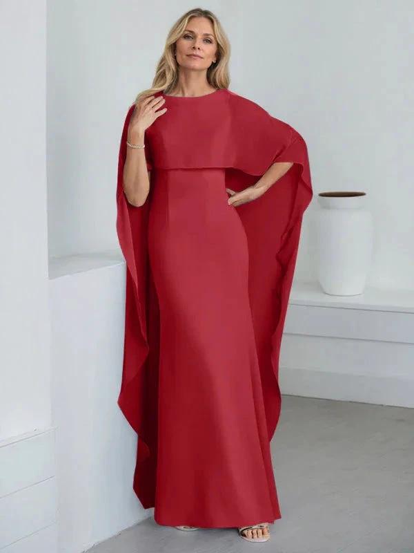 Sheath Scoop Floor-Length Chiffon Mother of the Bride Dress With Cascading Ruffles by Dreamylily