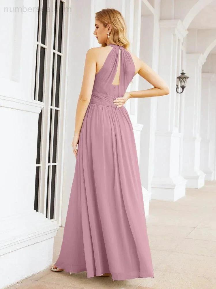 Numbersea Halter Sleeveless Bridesmaid Dresses Long for Party Wedding Evening 28054 by numbersea