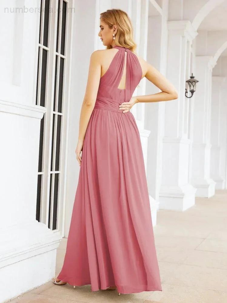 Numbersea Halter Sleeveless Bridesmaid Dresses Long for Party Wedding Evening 28054 by numbersea