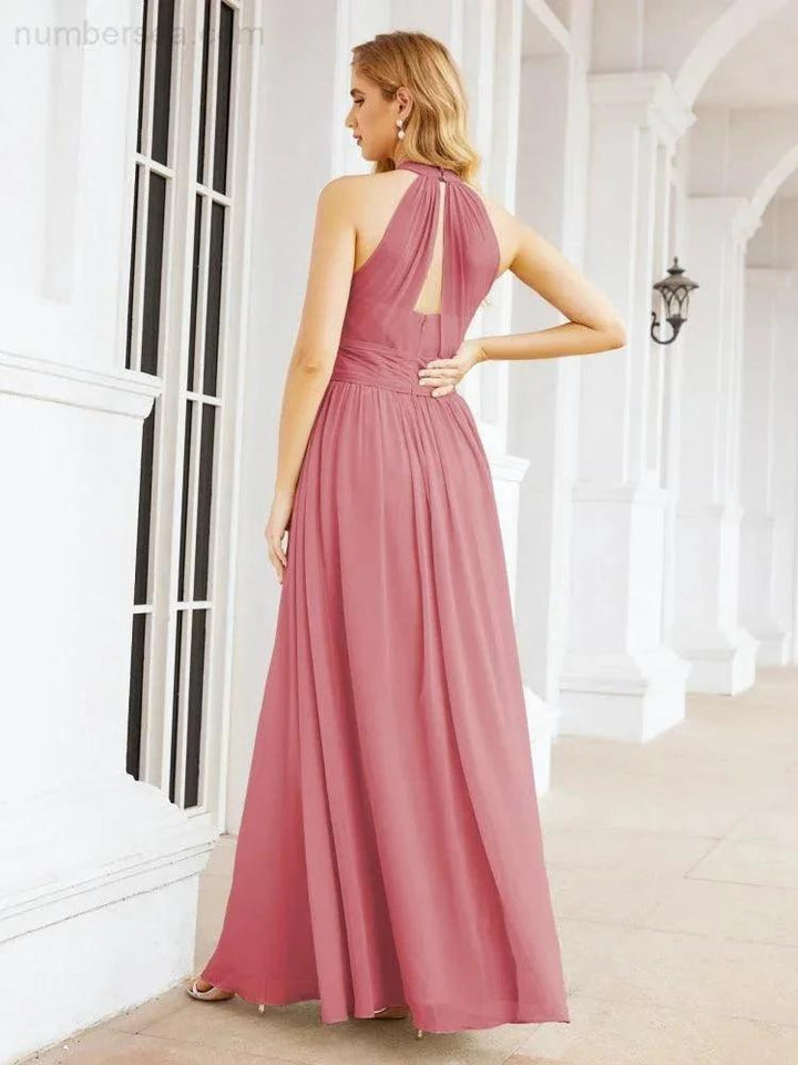 Numbersea Halter Sleeveless Bridesmaid Dresses Long for Party Wedding Evening 28054 by numbersea