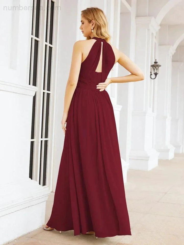 Numbersea Halter Sleeveless Bridesmaid Dresses Long for Party Wedding Evening 28054 by numbersea