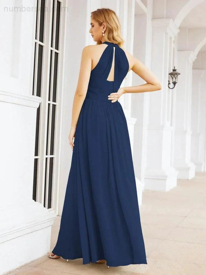 Numbersea Halter Sleeveless Bridesmaid Dresses Long for Party Wedding Evening 28054 by numbersea