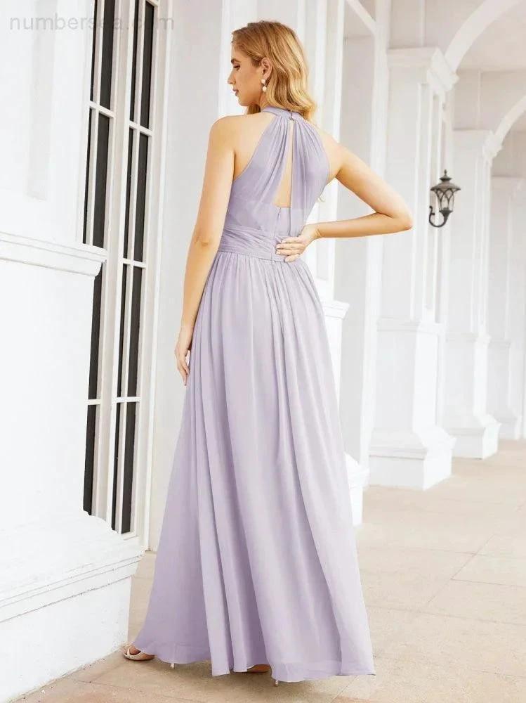 Numbersea Halter Sleeveless Bridesmaid Dresses Long for Party Wedding Evening 28054 by numbersea