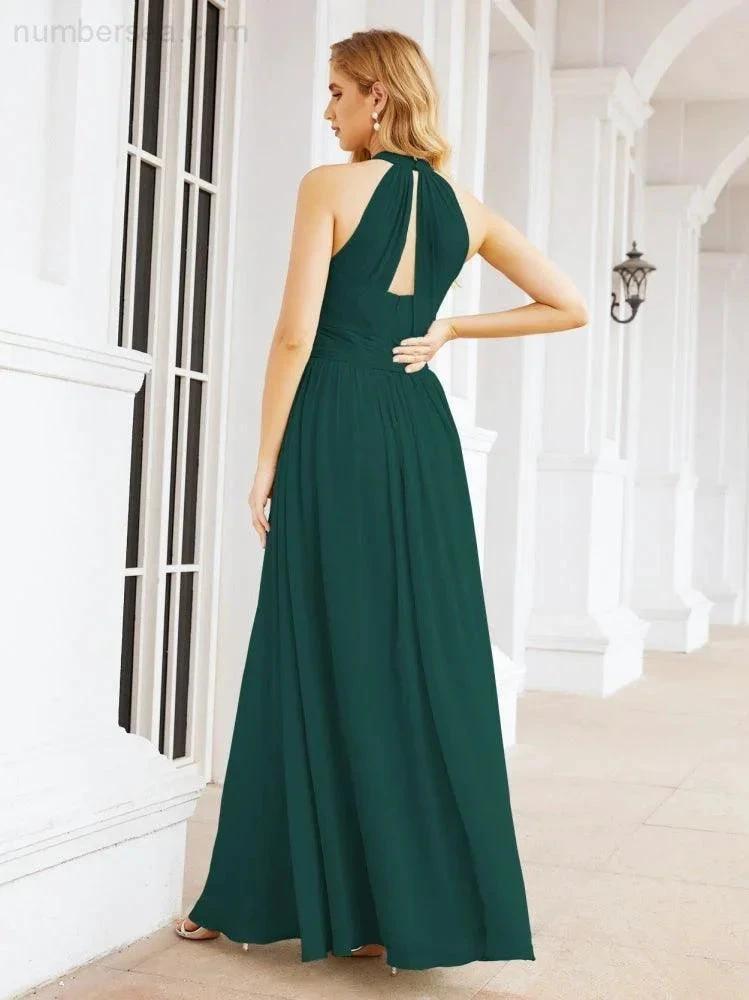 Numbersea Halter Sleeveless Bridesmaid Dresses Long for Party Wedding Evening 28054 by numbersea