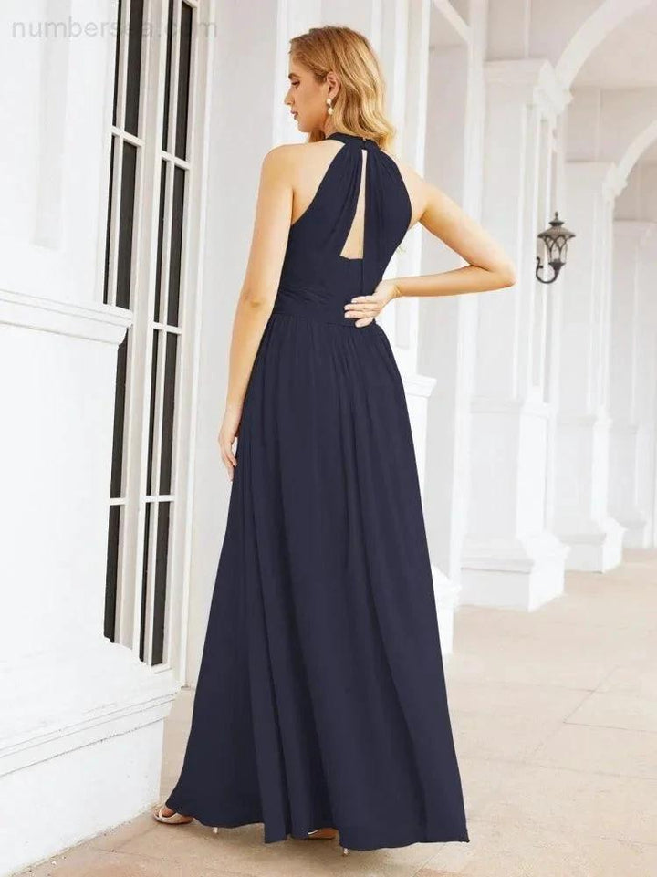 Numbersea Halter Sleeveless Bridesmaid Dresses Long for Party Wedding Evening 28054 by numbersea