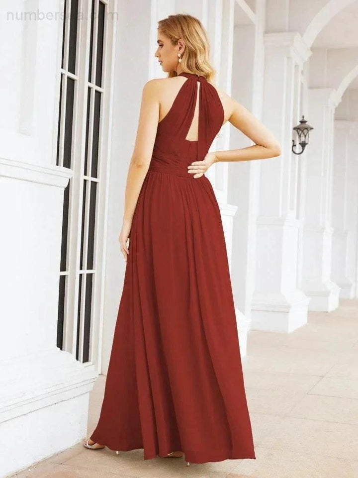 Numbersea Halter Sleeveless Bridesmaid Dresses Long for Party Wedding Evening 28054 by numbersea