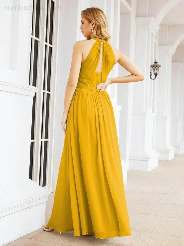 Numbersea Halter Sleeveless Bridesmaid Dresses Long for Party Wedding Evening 28054 by numbersea