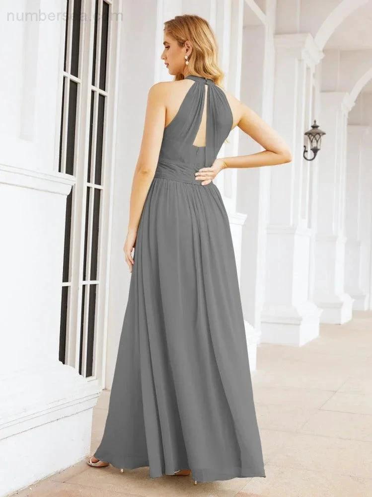 Numbersea Halter Sleeveless Bridesmaid Dresses Long for Party Wedding Evening 28054 by numbersea