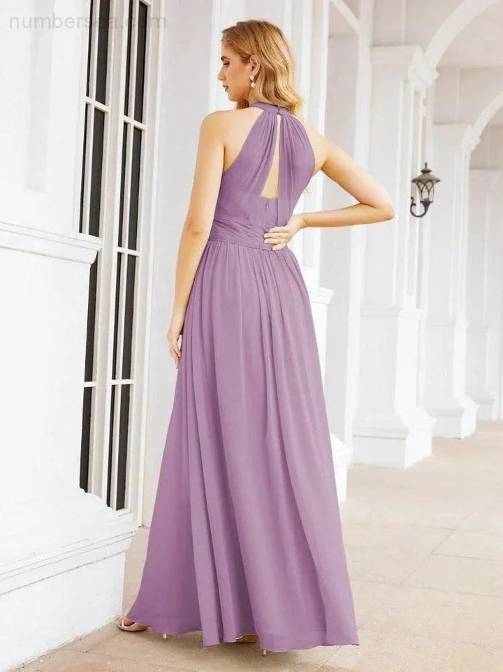Numbersea Halter Sleeveless Bridesmaid Dresses Long for Party Wedding Evening 28054 by numbersea