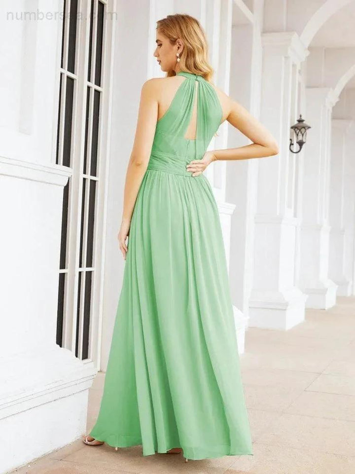 Numbersea Halter Sleeveless Bridesmaid Dresses Long for Party Wedding Evening 28054 by numbersea