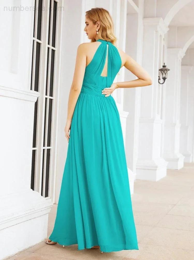 Numbersea Halter Sleeveless Bridesmaid Dresses Long for Party Wedding Evening 28054 by numbersea