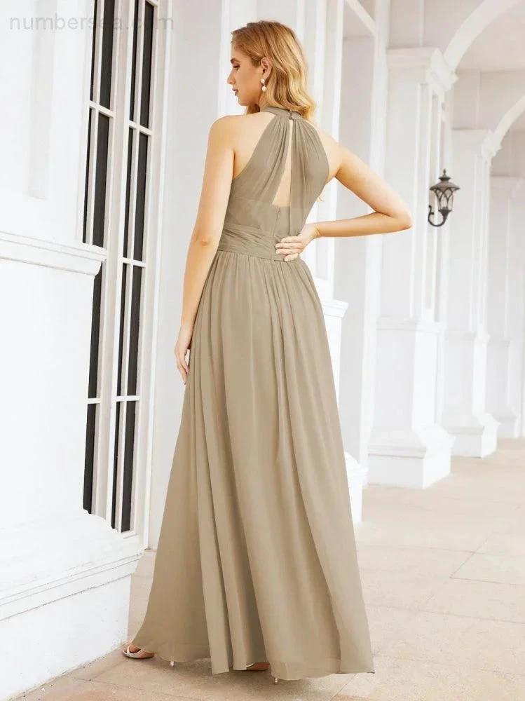 Numbersea Halter Sleeveless Bridesmaid Dresses Long for Party Wedding Evening 28054 by numbersea