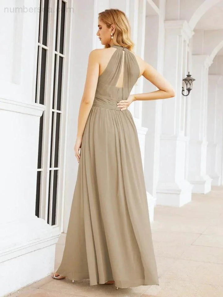 Numbersea Halter Sleeveless Bridesmaid Dresses Long for Party Wedding Evening 28054 by numbersea