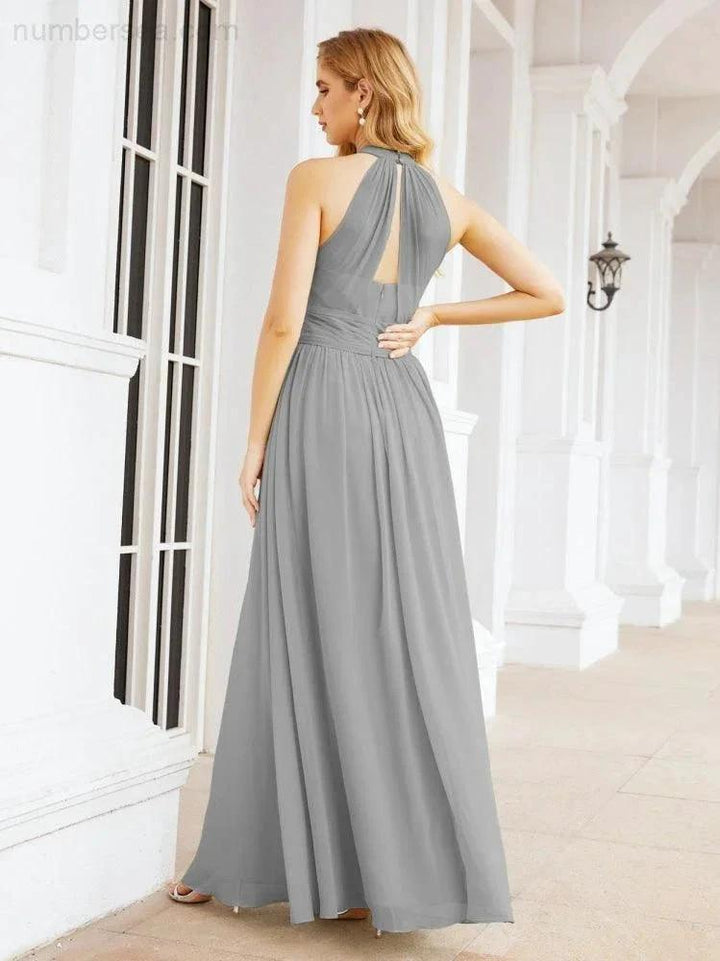 Numbersea Halter Sleeveless Bridesmaid Dresses Long for Party Wedding Evening 28054 by numbersea