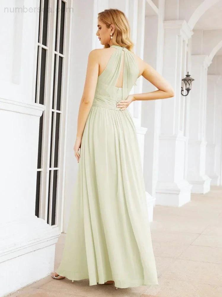 Numbersea Halter Sleeveless Bridesmaid Dresses Long for Party Wedding Evening 28054 by numbersea