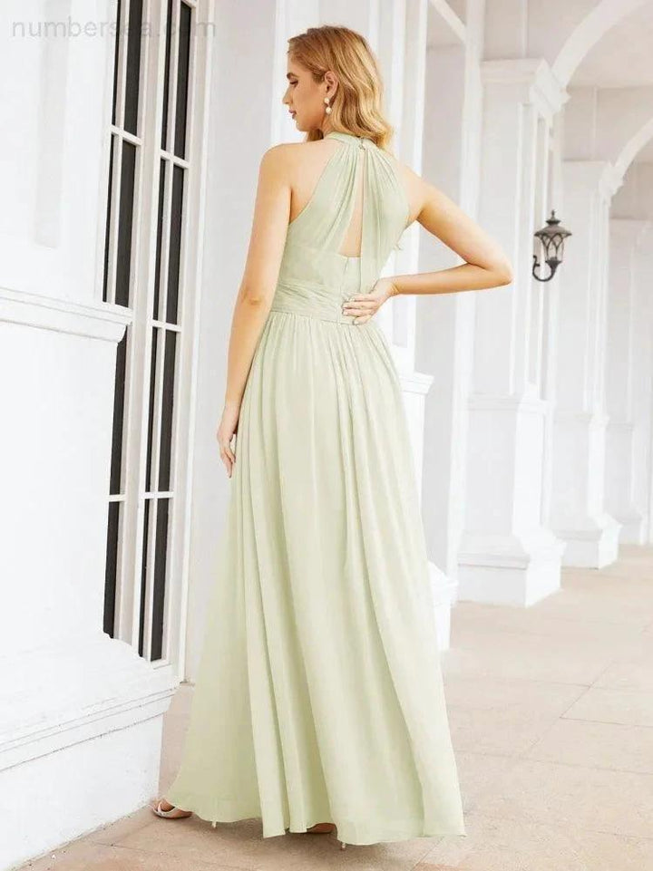 Numbersea Halter Sleeveless Bridesmaid Dresses Long for Party Wedding Evening 28054 by numbersea