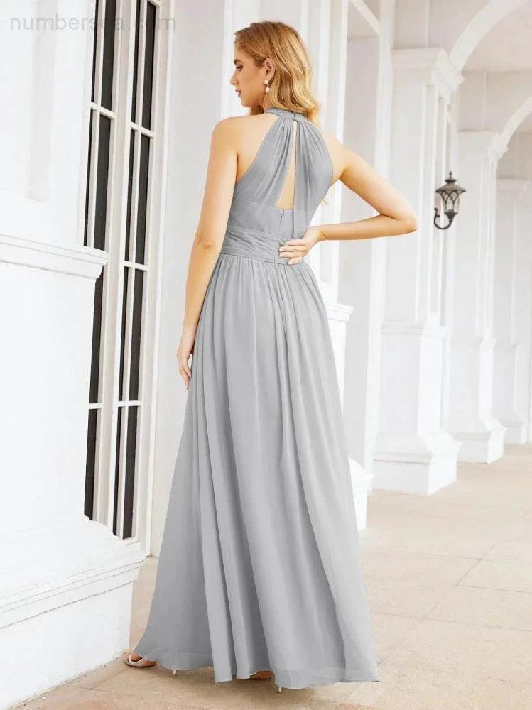 Numbersea Halter Sleeveless Bridesmaid Dresses Long for Party Wedding Evening 28054 by numbersea