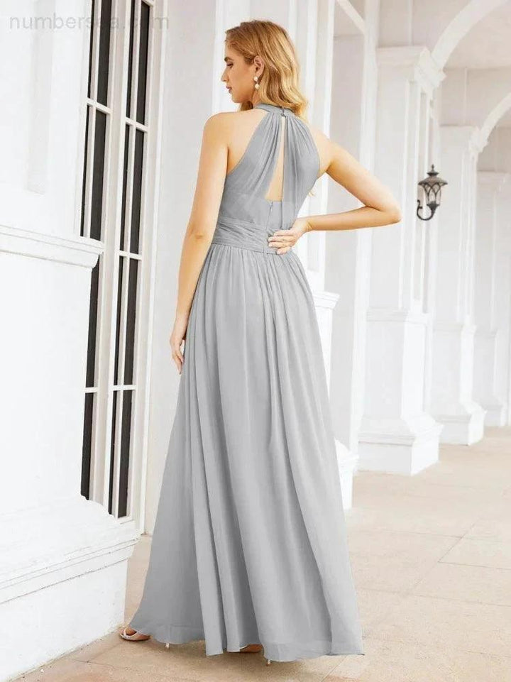 Numbersea Halter Sleeveless Bridesmaid Dresses Long for Party Wedding Evening 28054 by numbersea