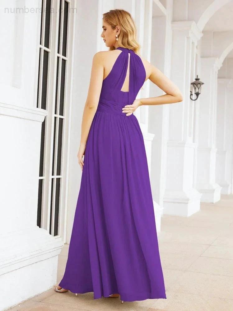 Numbersea Halter Sleeveless Bridesmaid Dresses Long for Party Wedding Evening 28054 by numbersea
