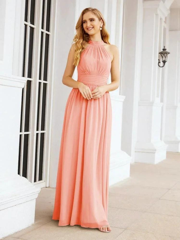 Numbersea Halter Sleeveless Bridesmaid Dresses Long for Party Wedding Evening 28054 by numbersea