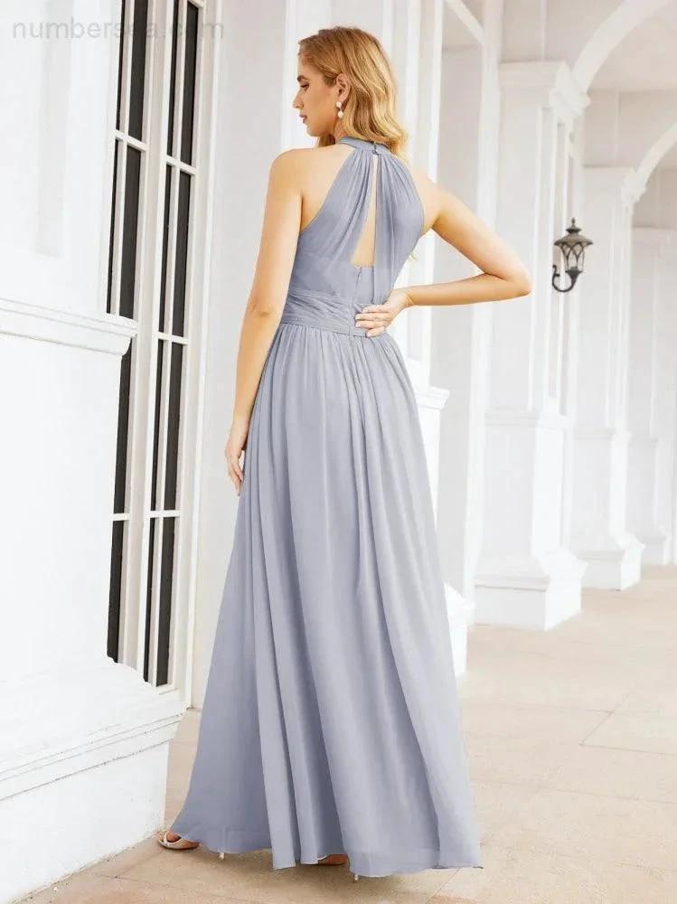 Numbersea Halter Sleeveless Bridesmaid Dresses Long for Party Wedding Evening 28054 by numbersea