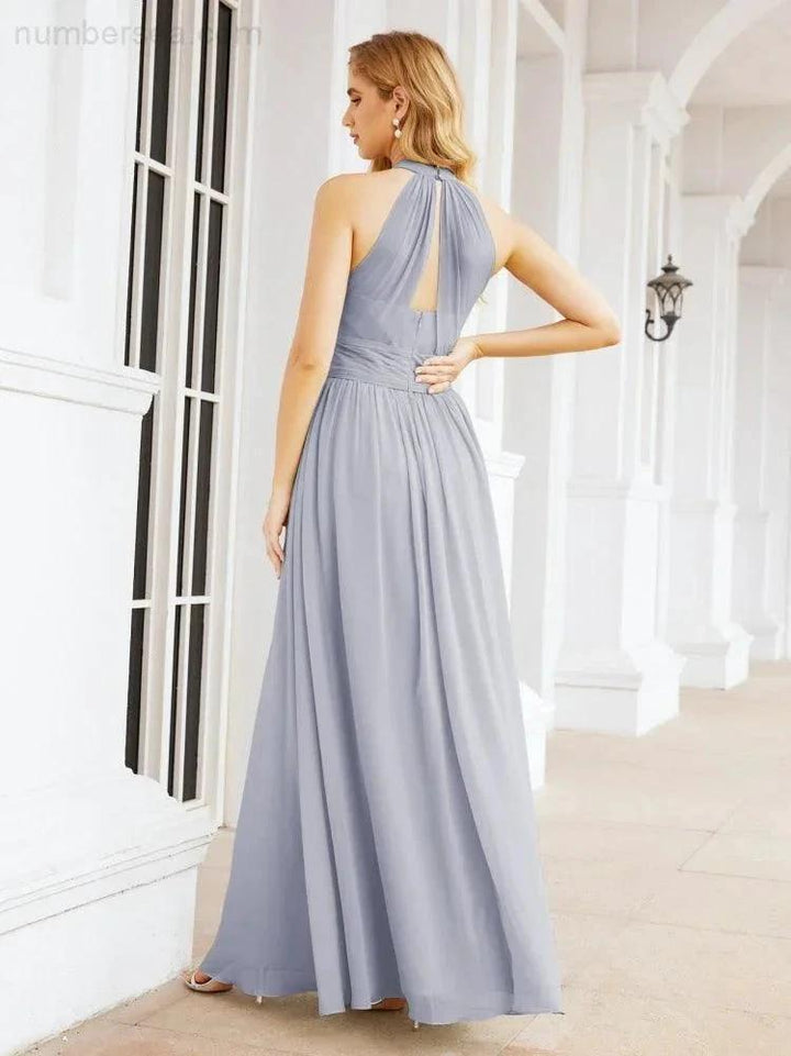 Numbersea Halter Sleeveless Bridesmaid Dresses Long for Party Wedding Evening 28054 by numbersea